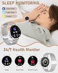 Montre intelligente pour les femmes avec Bluetooth Réponse / faire appel, 1.27" AMOLED Smartwatch avec 24H Coeur Rate/SpO2/Sleep Surveillance, 120+ Sports IP68 Montre de fitness imperméable pour Android iOS (Argent, 4 Bandes)