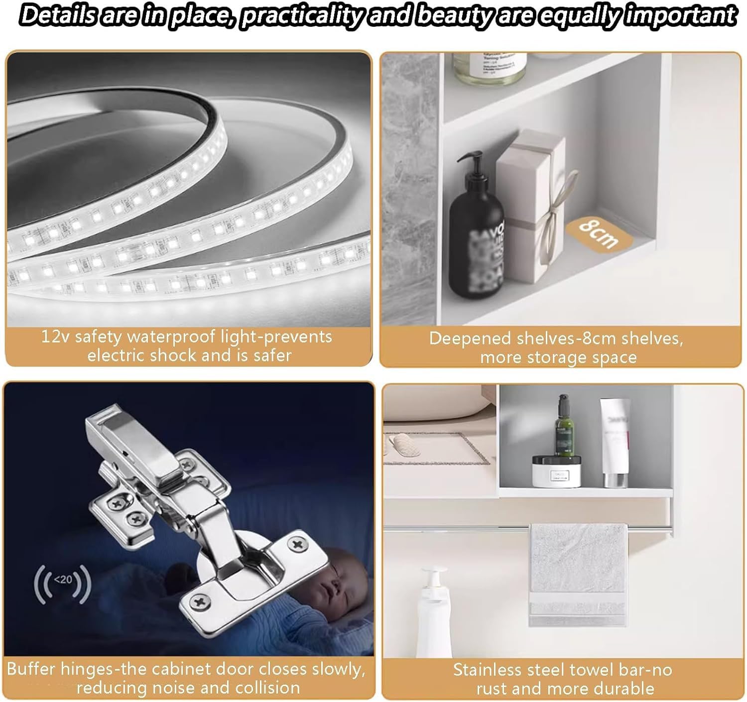 Szafka ścienna ze stopu aluminium do łazienki, inteligentna szafka z lustrem, inteligentna medycyna z przeciwmgielną, lampkami do szafki łazienkowej i lampkami LED