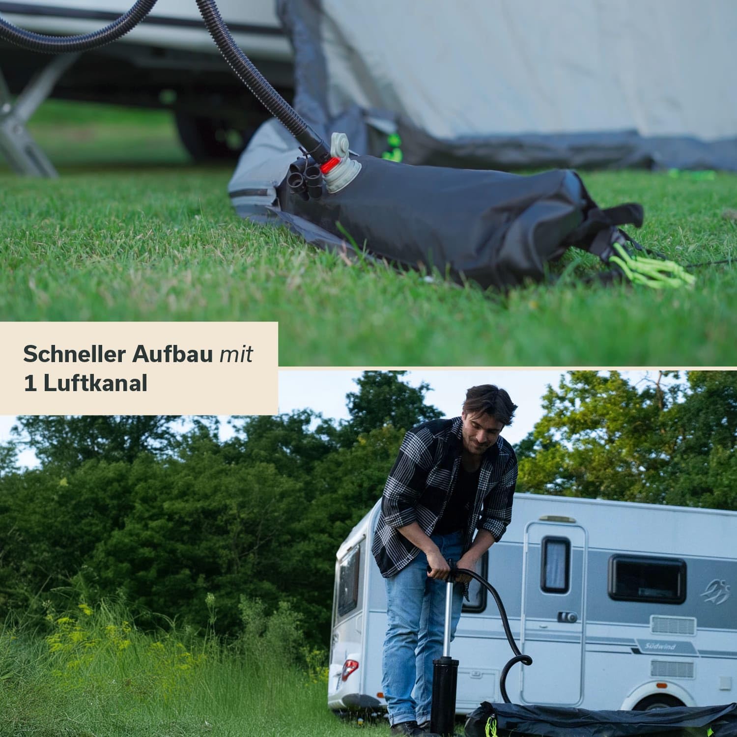 Skandika Vorzelt Vika Air Van 260 | aufblasbares Vordach, Caravan Tarp, Sonnensegel, Sonnendach UV 50+, 3000 mm Wassersäule | Buszelt, Busvorzelt für Wohnmobil, Wohnwagen, Camper, Campervan, Bus
