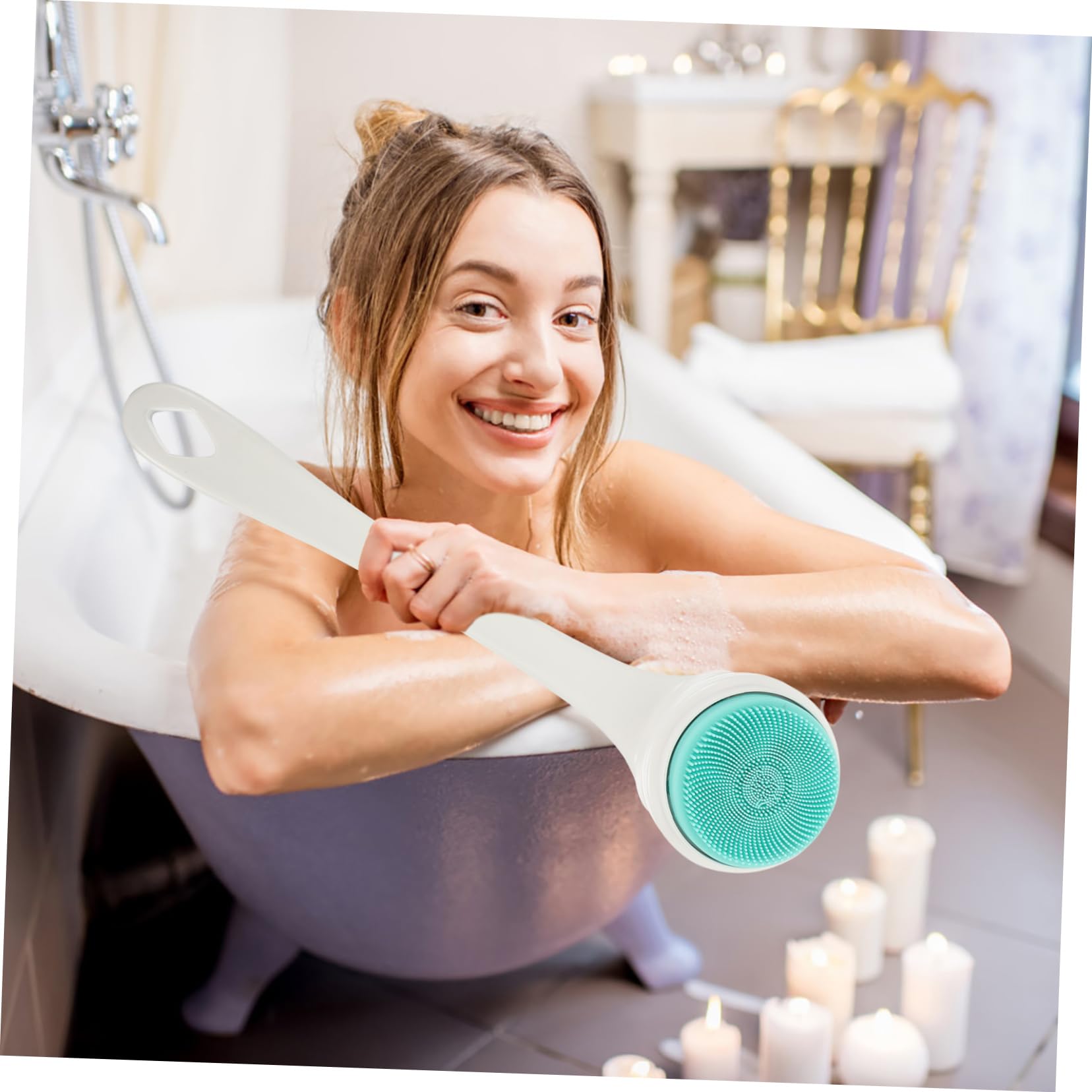 CALLARON Cepillo De Baño Eléctrico Para Ducha Depurador De y Espalda Cepillo De Ducha Mango Para Limpieza y Exfoliación Corporal