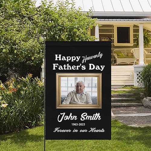 Miniatura 4 de Bandera conmemorativa personalizada para jardín con imagen Forever in Our Hearts de 12.5 x 18 pulgadas, bandera de bienvenida personalizada para el