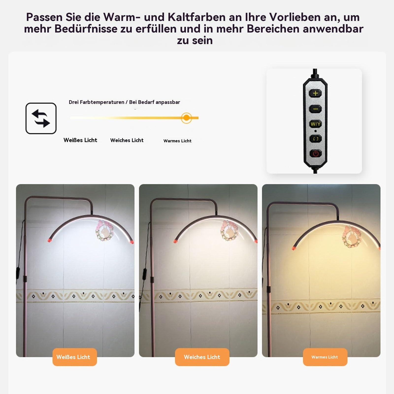 Halbmond lampe 23-Zoll-LED-Mondlicht-Wimpernlampe, Halbmond-LED-Halbmondlicht, Bodenleuchte for Schönheit und Maniküre, Hautpflege, Wimpern, Augenbrauen, Fotografie(Gold)