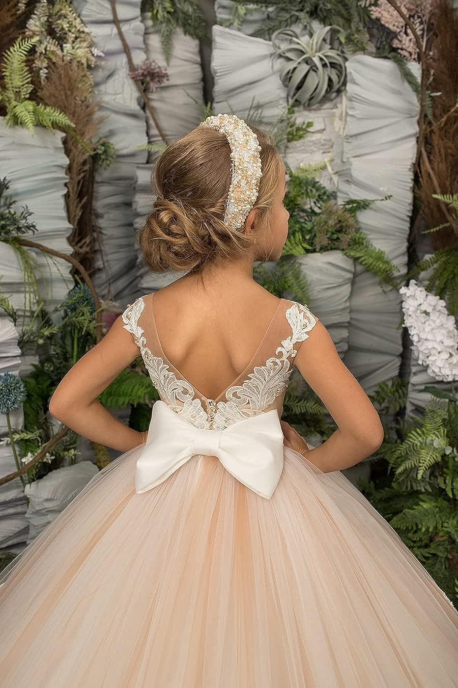 Vestidos de niña de Flores para Boda, Vestido de Fiesta de Encaje de Tul con Cuentas para Fiesta de niños, Vestido de graduación