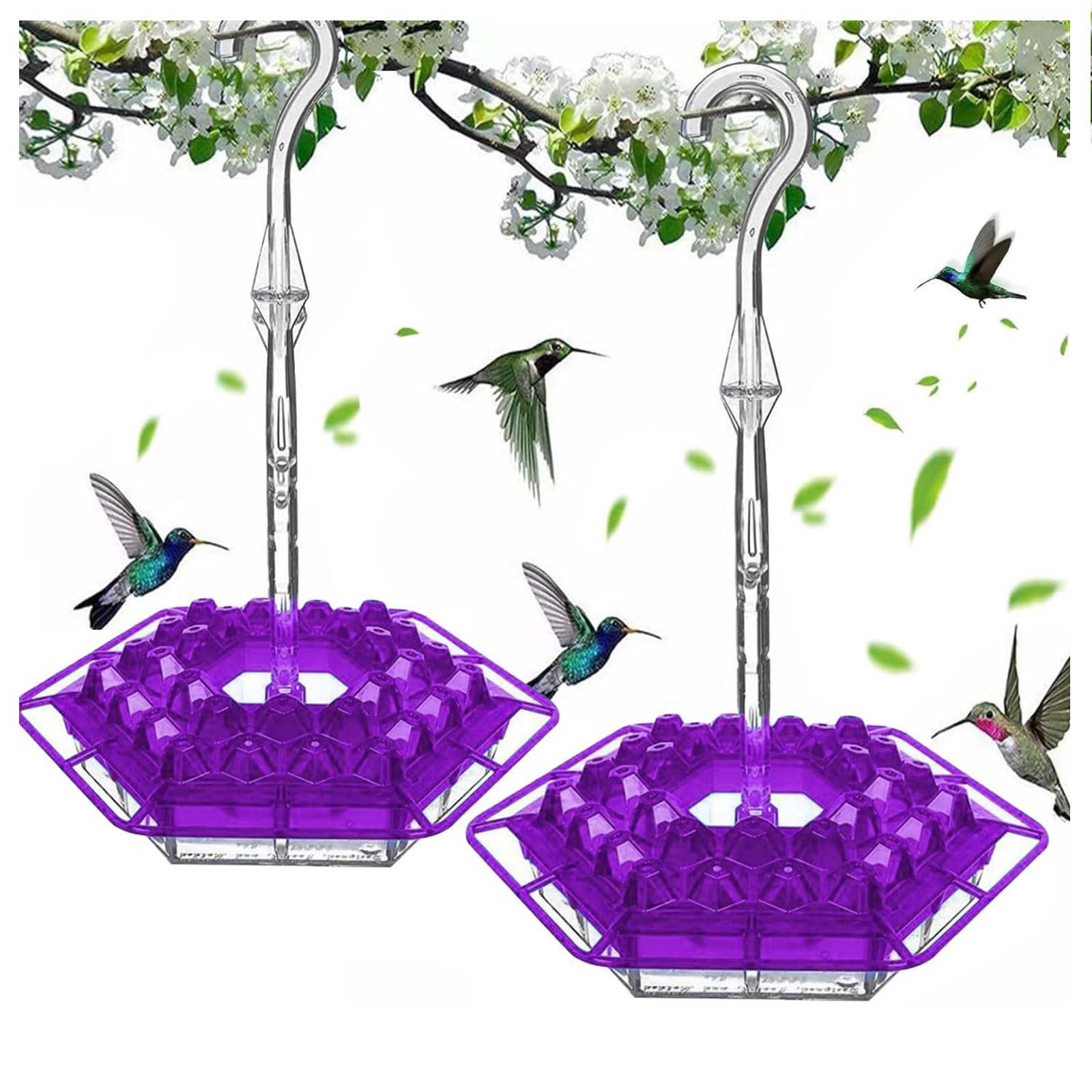 Mangeoire à colibris violette en verre suspendue de qualité supérieure