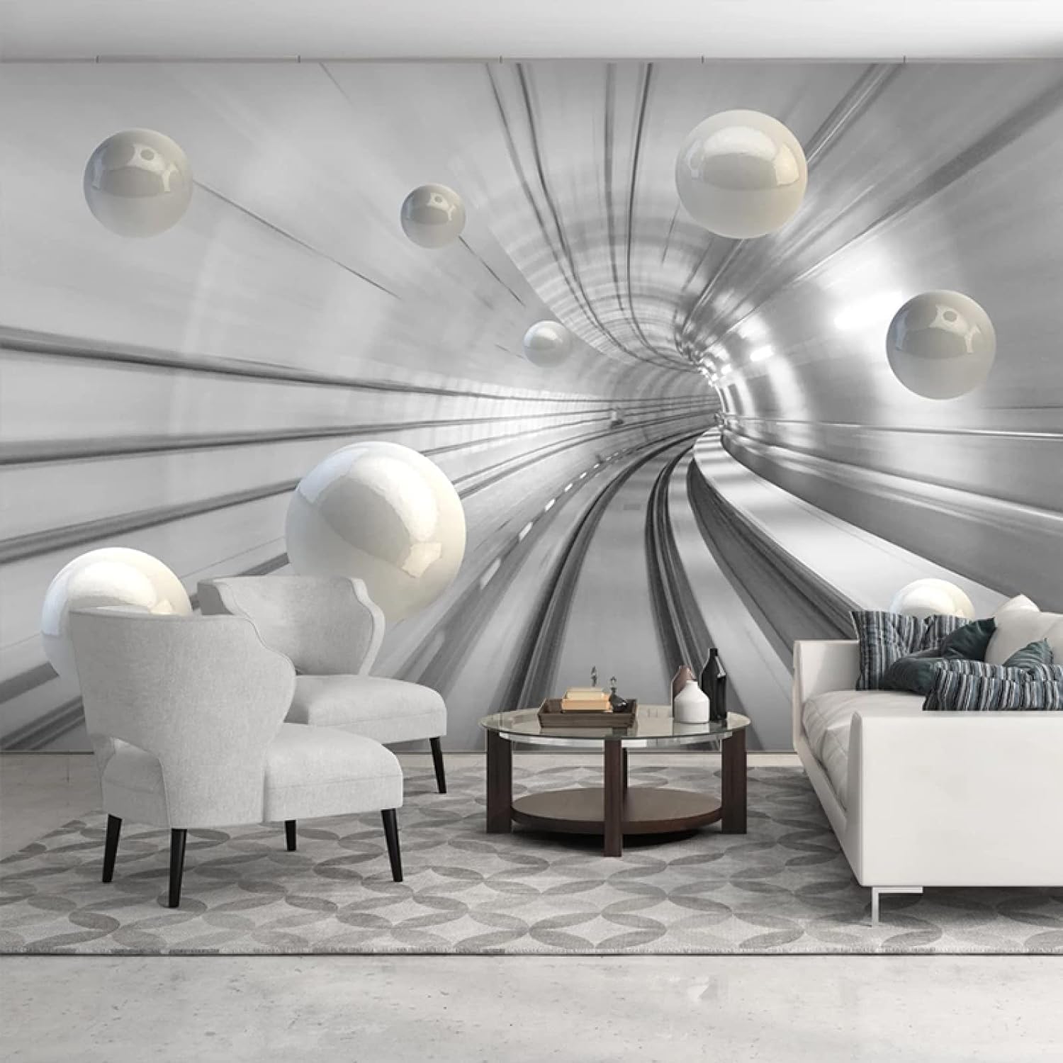 Papier peint photo 3D autocollant deco murale sphere spatiale pour poster mural chambre