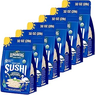 Lundberg Sushi Rice 6-Pack – Sticky White Short-Grain, Regenerative Orga...