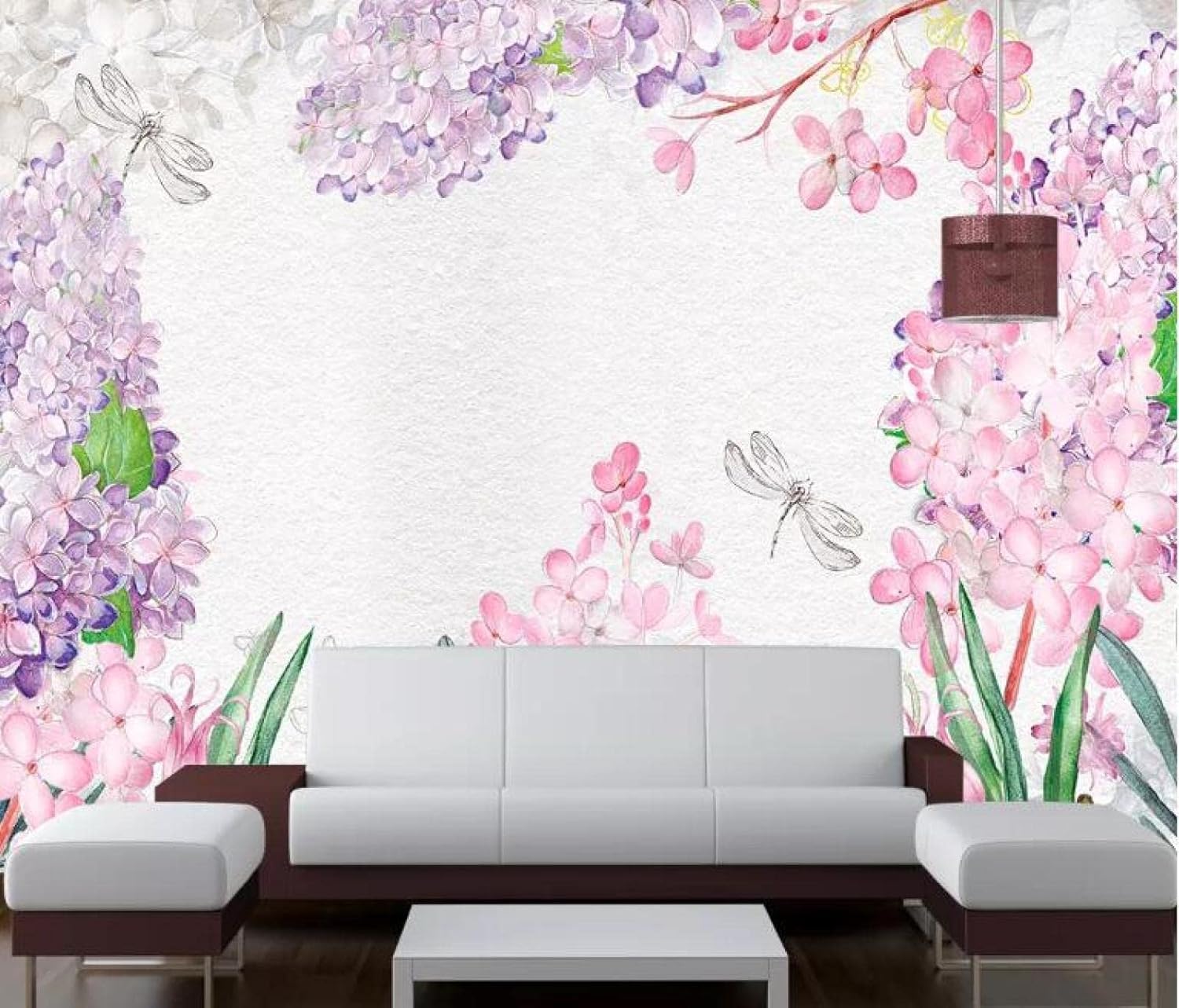 Papier peint 3D plantes vertes et fleurs pour une finition murale haut de gamme