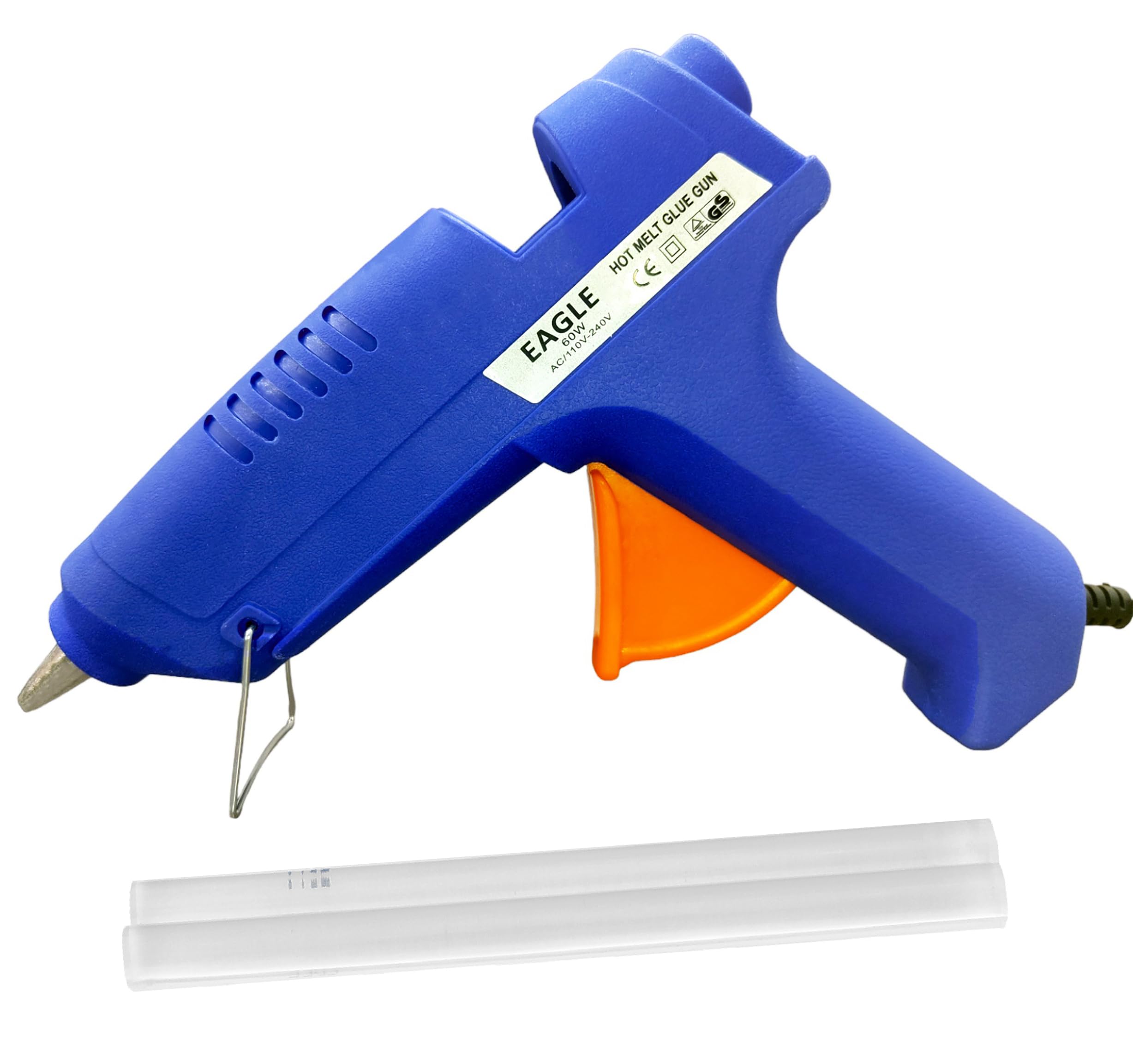 GLUN® Glue Gun 60 Watt Blue Colour with 7mm 2 Pieces Glue Sticks 6 inch Transparent, ON/Off Switch Button, LED Indicator, Transparent Glue Sticks for Craft Specialist and DIY Works-image-20