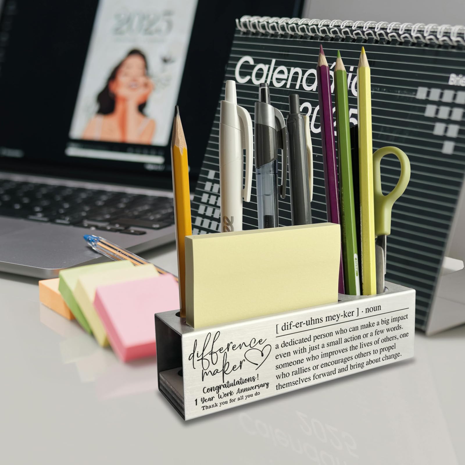 1 Year Work Anniversary Decorations Gifts for Her, Him, Employee, Boss, Coworker, Leader, 1st 1 Year Work Anniversary Decor Appreciation Thank You Gifts Pencil Holders & Pen Holders ASB59