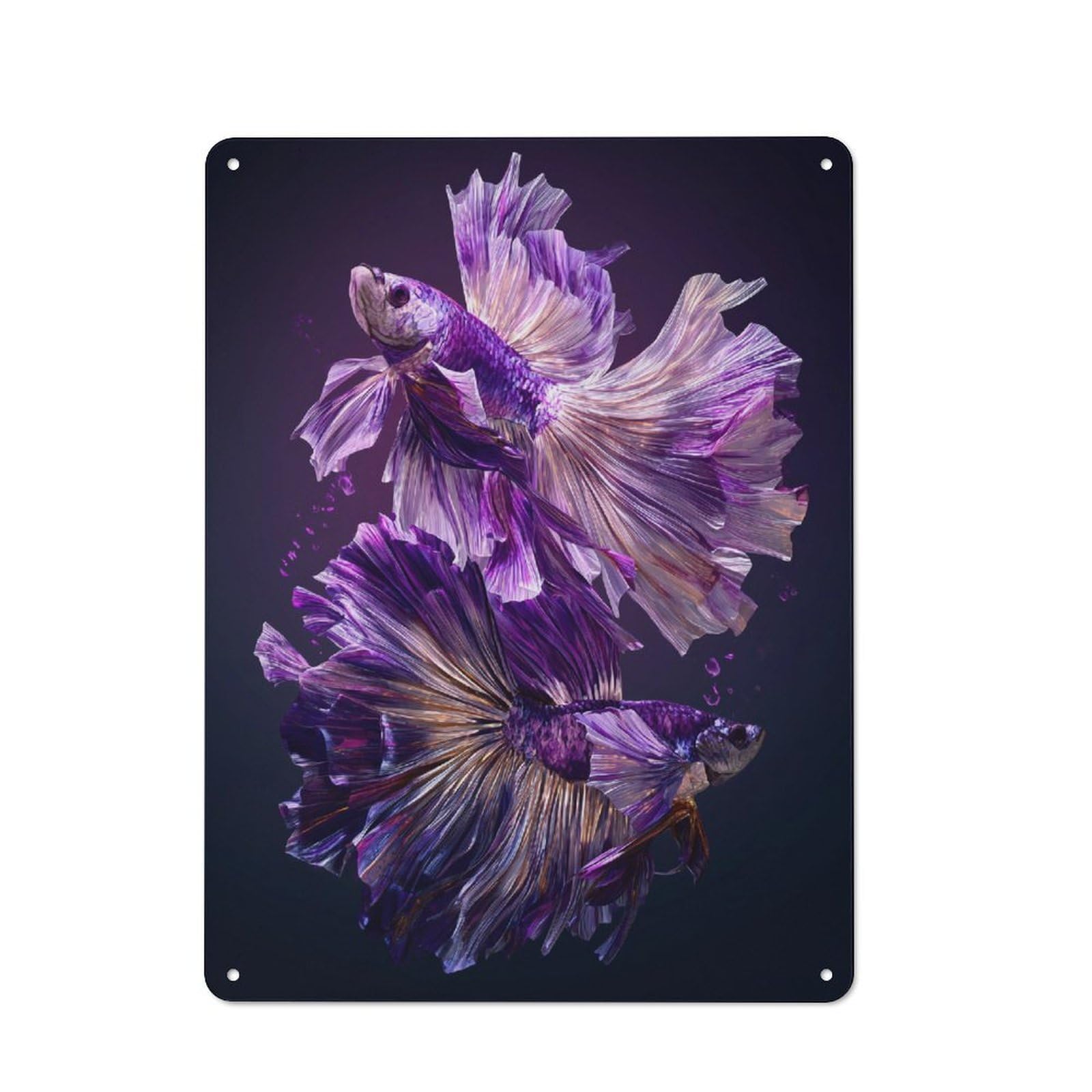 Junmoney Vivid Purple Betta Fish Artwork Rustic Metal Plaque 40X30cm For Hobby Room Or Studio, For Vintage Wall Decor Fans, For Garage And Workshop Walls