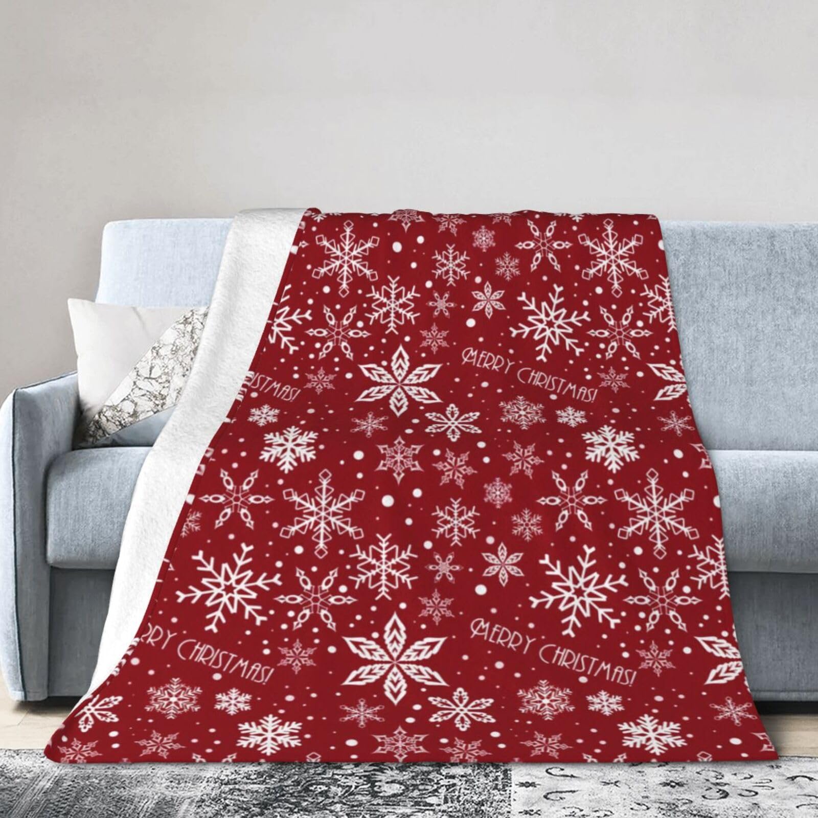 ERTDFXCV Plaid Christmas Snowflake Blanket 50"x40"