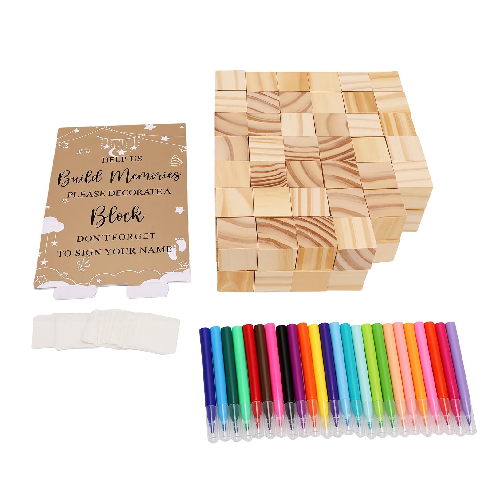 Set di Giochi a Blocchi Fai-da-te per Feste per Bambini da 147 Pezzi Attività Creativa Divertente per la Lavorazione del Legno Massello di Baby Shower