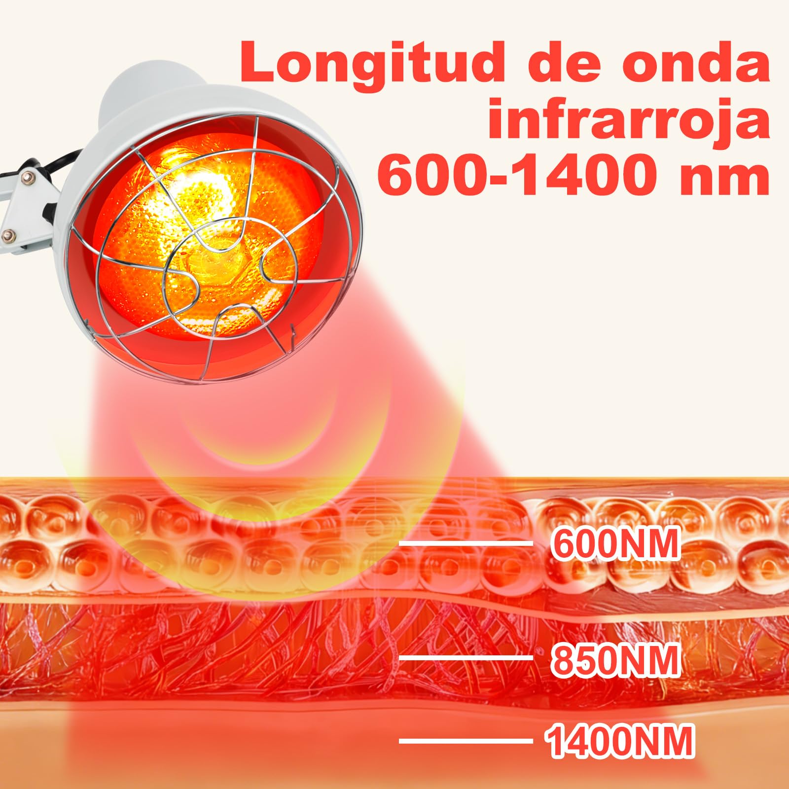 Cozion Lámpara Calefactora 150W, Luz Roja Ajustable con Temporizador