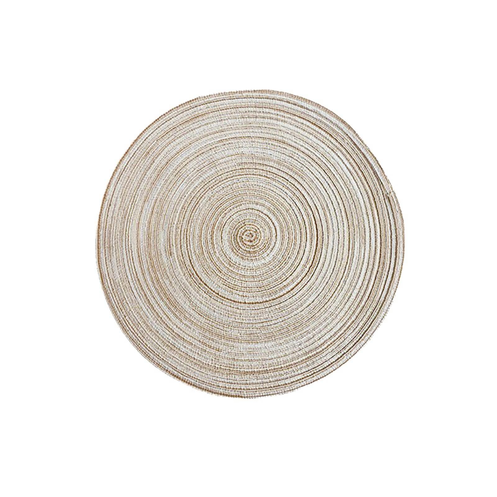 8 Pezzi Tovagliette Pranzo Lavabili, 38 CM Beige Tovaglietta Poliestere, Tinta Unita con Rotondo