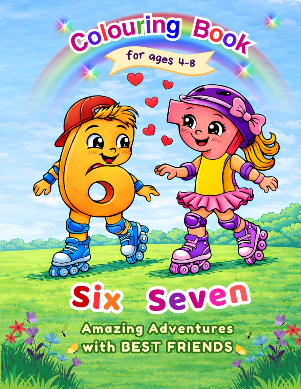Six & Seven Viral Best Friends Adventures Coloring Book for Creative Kids ages 4-8: Trendy Funny Designs Numbers 6 and 7, Easy to Color Pages to Keep Kids Busy and Off Screen, Perfect Birthday Gift