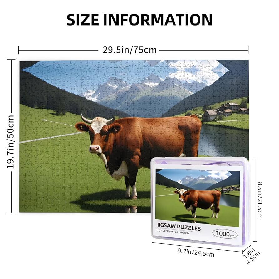 Amazon.com: Wooden Jigsaw Puzzle 1000 Pieces WZYWHJ Real Swiss Cow