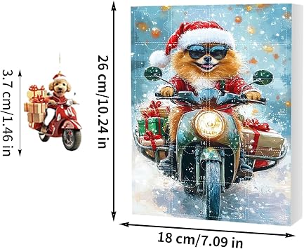 Dog Christmas Advent 2025 24 Days 2D Acrylic Seasonal Decoration | Festive Ornaments Dog Countdown Calendar for Home Car Window Door Fireplace Mantel Backpack Holiday Party Favors Kids Adults