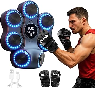 Music Boxing Machine with LED Lights & Bluetooth Speaker – Interactive Punching Bag for Fitness, Rhythm Training & Stress Relief – Home Gym Equipment for Adults (Blue)