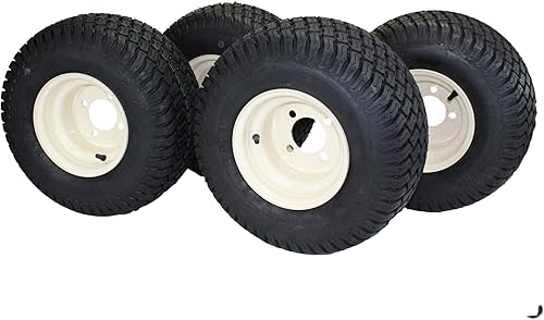 Miniatura 7 de Ruedas de carrito de golf de acero bronceado y beige de 8.0in y neumáticos de césped de 18.0 x 8.4in ATW-003 (juego de 4)