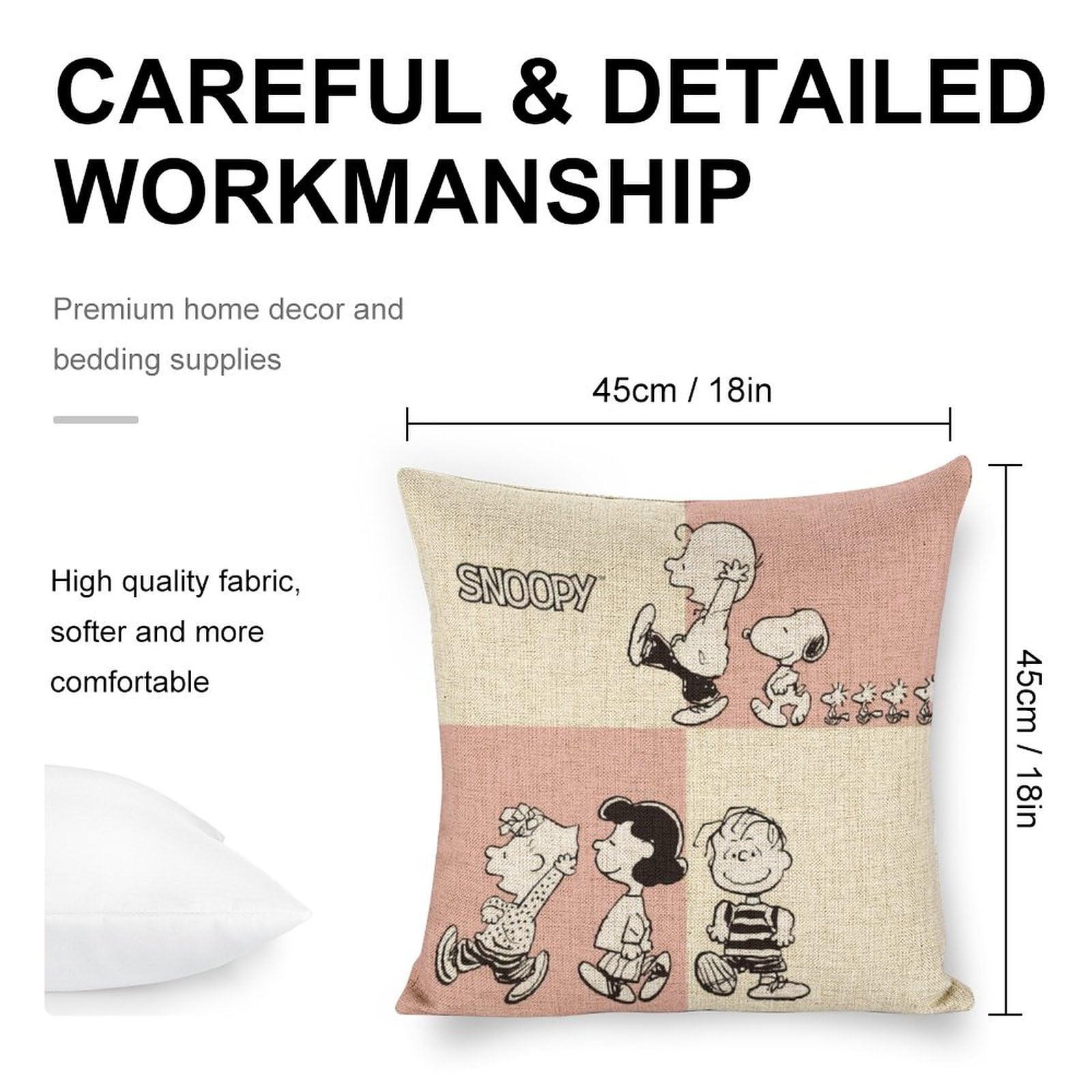 Amazon.co.jp: スヌーピー クッションカバー 45 45 北欧 2枚セット