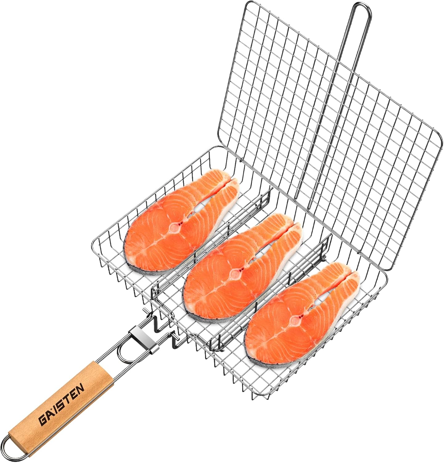 Fish Grill Basket, Portable Grill Basket for Fish, Vegetables, Shrimp, Steak, 304 Stainless Steel Grill Accessories, Heavy Duty, Large BBQ Basket : Patio, Lawn & Garden