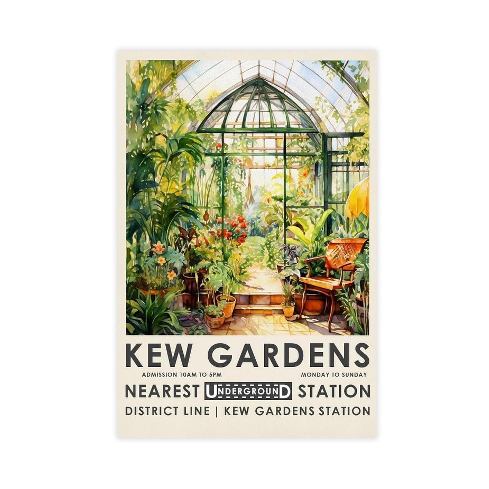 MGHDGD Kew Gardenvintage Botanical Poster Canvas Poster Bedroom Decor Landscape Office Room Decor Gift 12x18inch(30x45cm)
