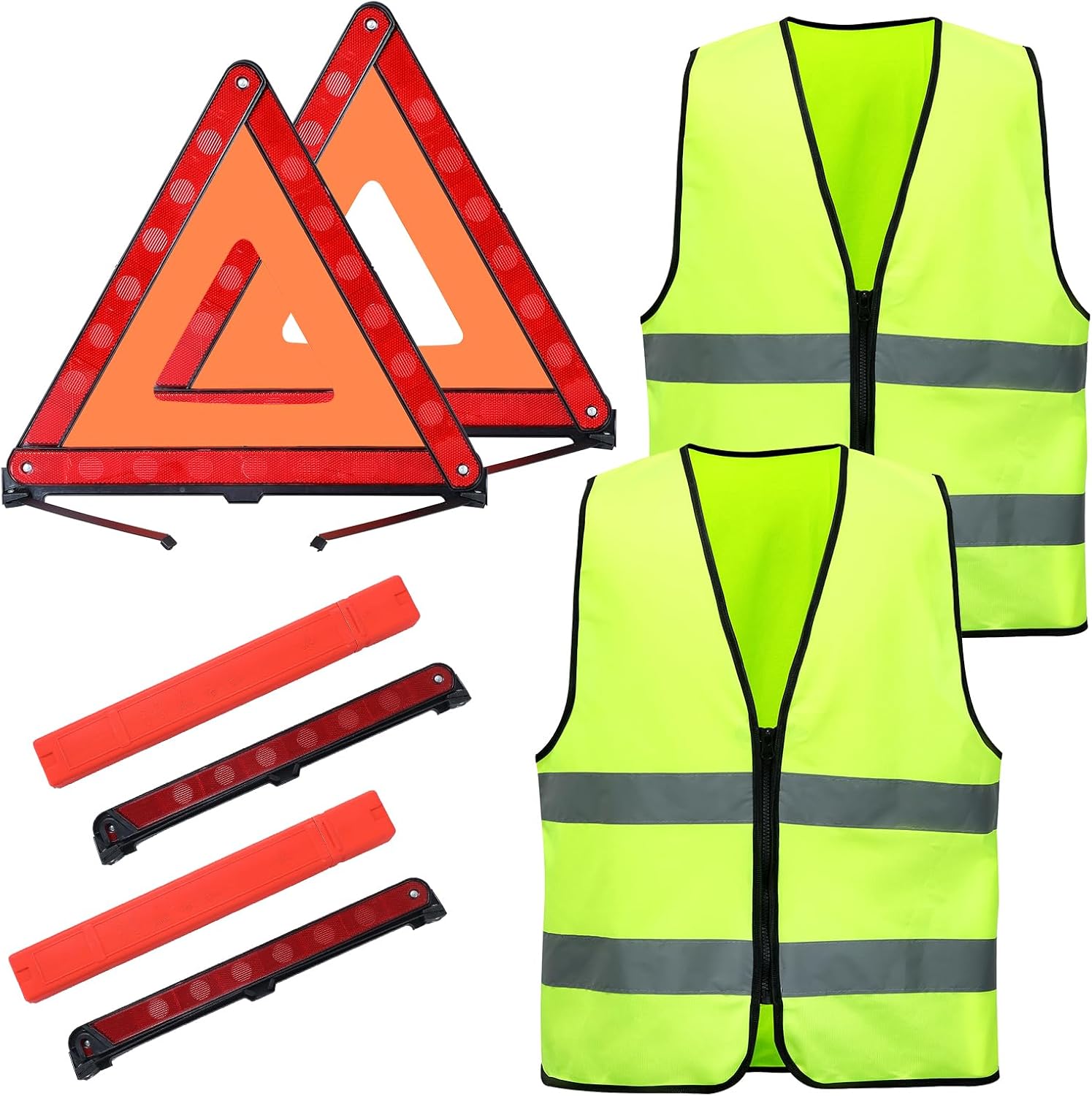 MYFULLY 2 Pack Kit de Seguridad Vial: Triángulos y Chalecos Reflectivos