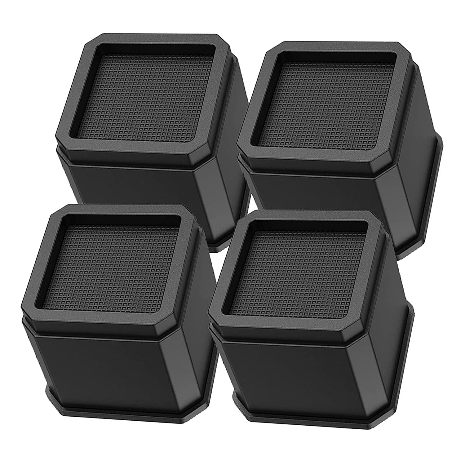 KAKAMINA 3 Inch Bed Risers - Set Of 9 Heavy Duty Furniture Risers, Lifts Up To 1,500 Lbs For Bed, Sofa, Desk, Chair | Black Plastic Risers - View #3