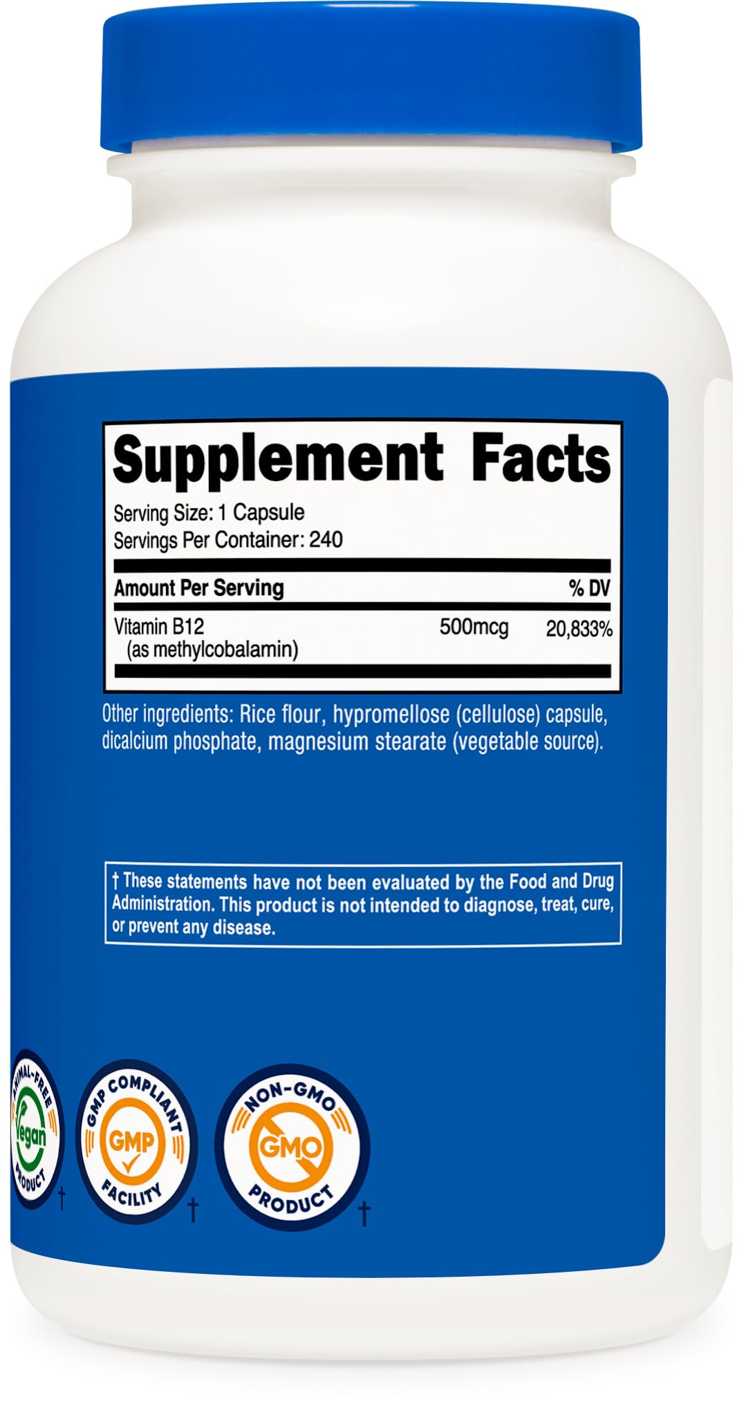 Nutricost Vitamin B12 Supplement (500mcg) 240 Capsules, Methylcobalamin — Amazon image 5
