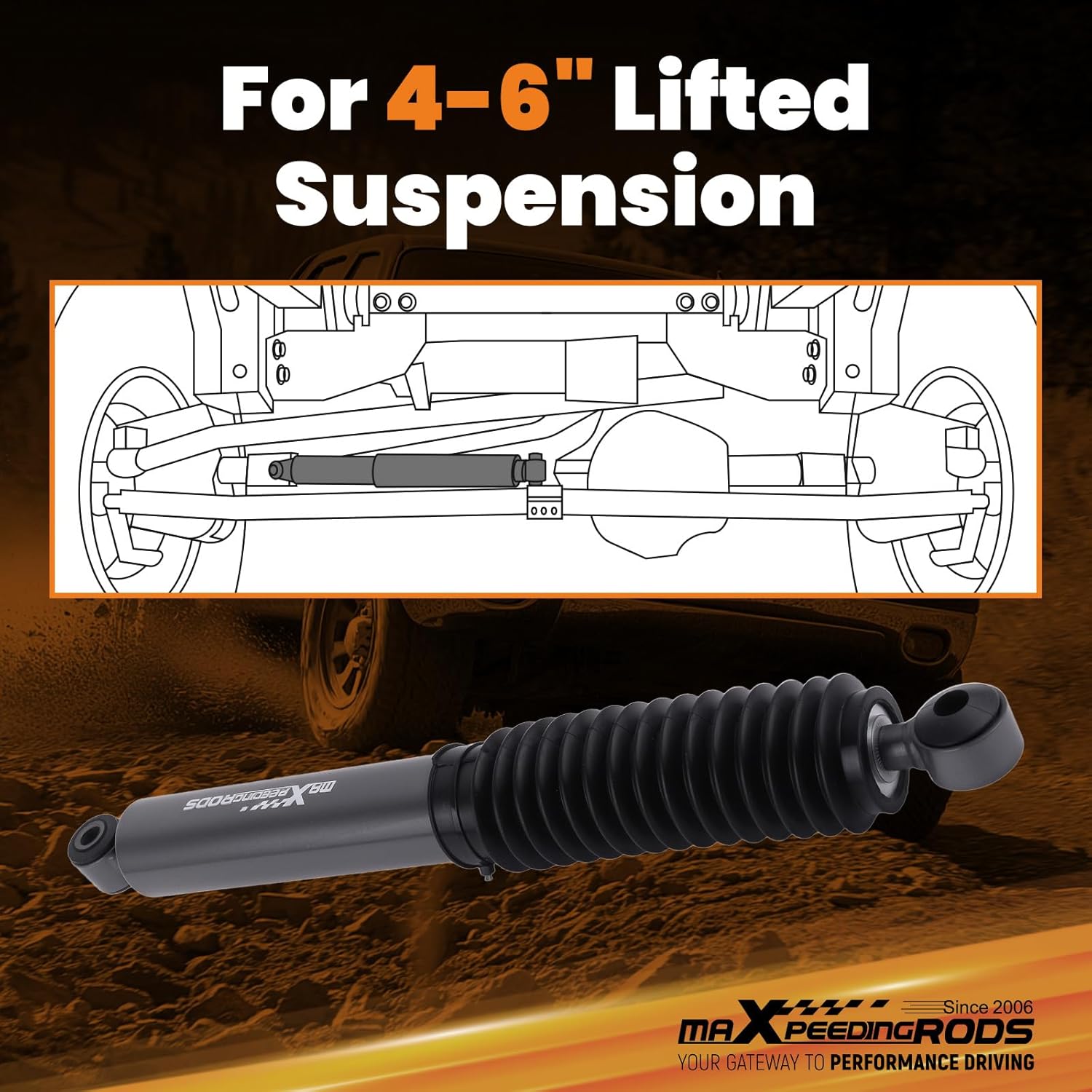 maXpeedingrods Steering Stabilizer for Chevy Silverado/GMC Sierra 1500 1999-2007 w/4-6" Lift, for Tahoe/Suburban/Avalanche/Yukon/Yukon XL 2000-2006, Upgraded G1 Version