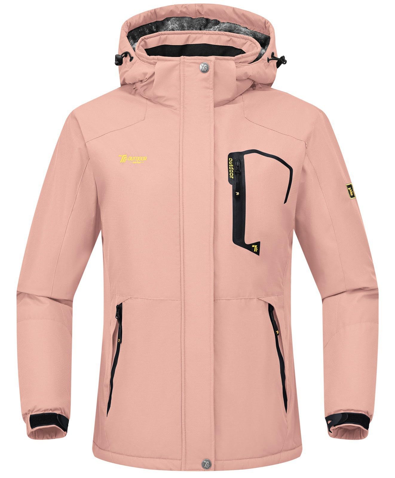 Rdruko Skijacke Damen Warme Winterjacke Gefüttert Verdickt Softshelljacke Wasserdicht Snowboardjacke Atmungsaktiv mit Abtrennbarer Kapuze