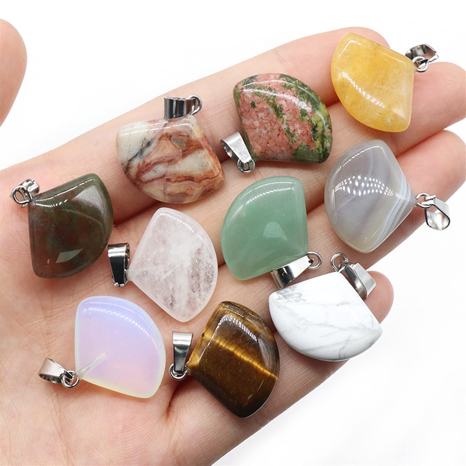 Cristal natural en bruto Colgantes de piedra Natural del Sector de 4 piezas, abalorios de cristales turquesas de ágata de cuarzo rosa for la fabricación de joyas, pendientes de collar DIY ( Color : Ti