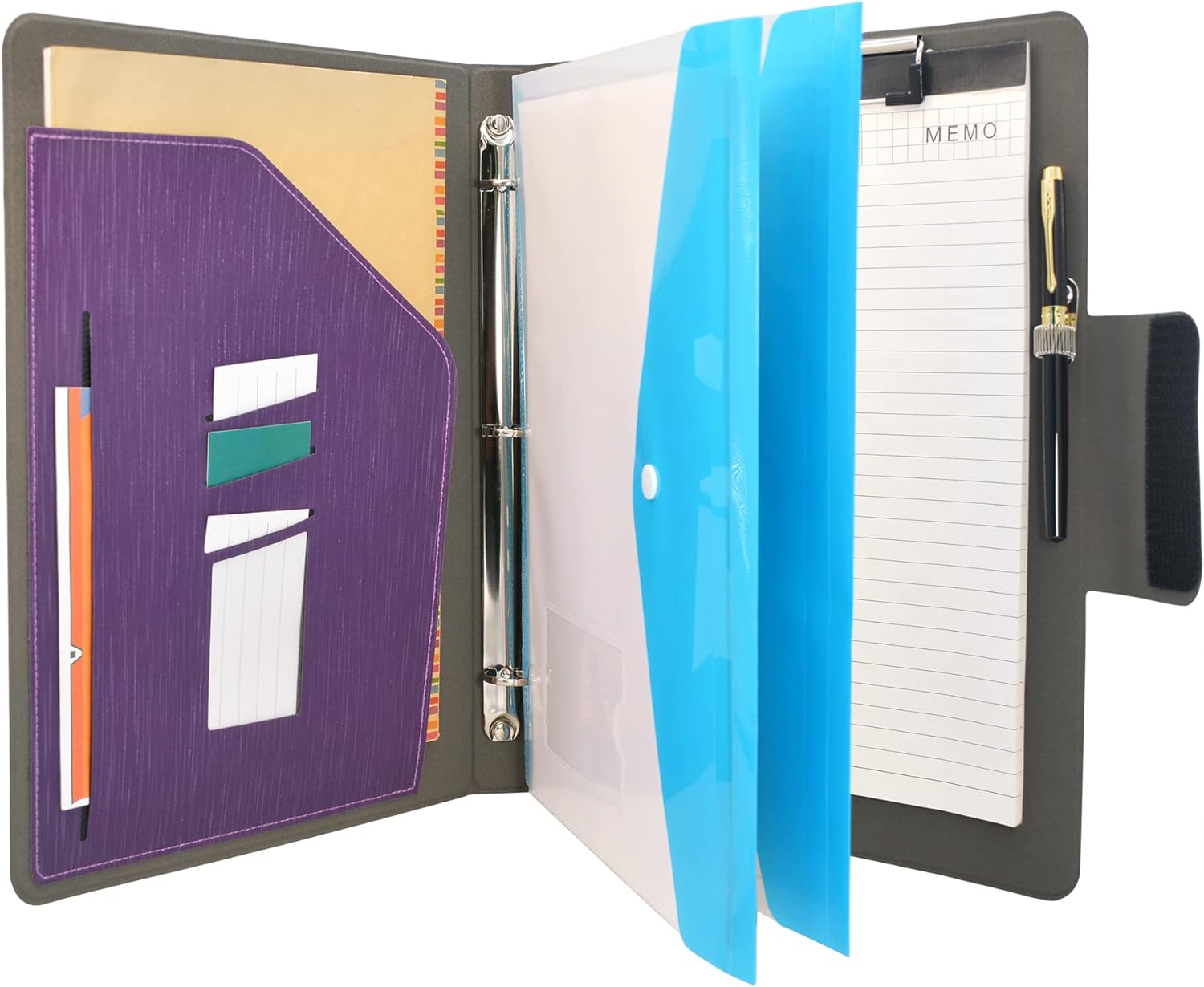 Portfolio Ring Binder with Expanded Document Bag, Business