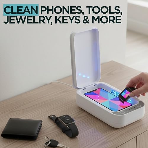 Miniatura 5 de Portable Phone Cleaning Box with Built-in LED Light  Multi-Purpose Organizer for Phones, Jewelry, Watches & Small Accessories  Compact Case with