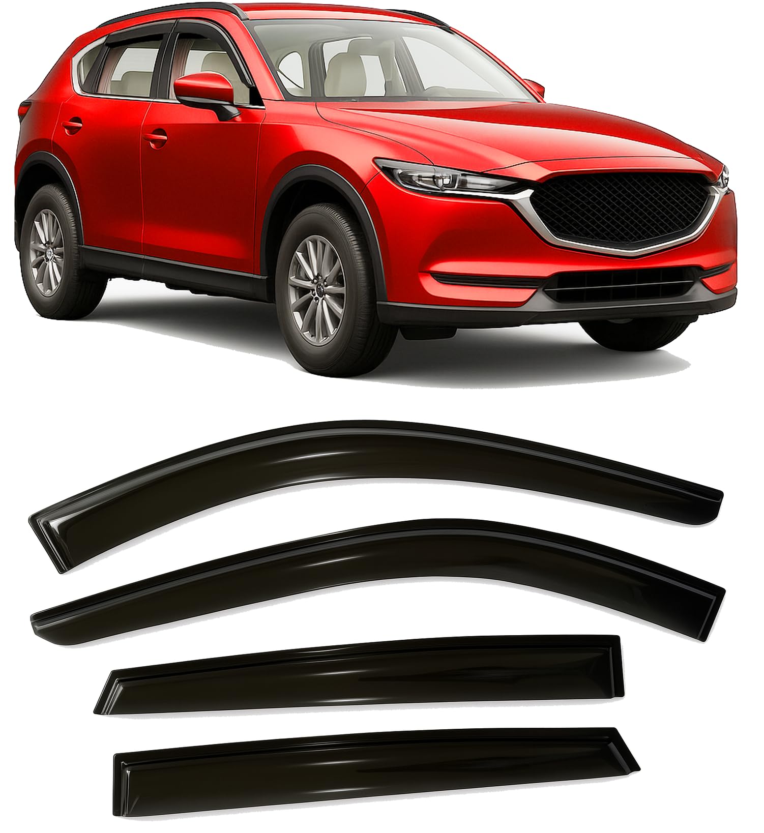 Goodyear Winddeflector voor/compatibel met Toyota RAV4 2013-2019, regengeleiders voor deuren, windgeleiders voor auto's, in-channel, 4 stuks Goodyear Winddeflector voor/compatibel met Toyota RAV4 2013-2019, regengeleiders voor deuren, windgeleiders voor auto's, in-channel, 4 stuks