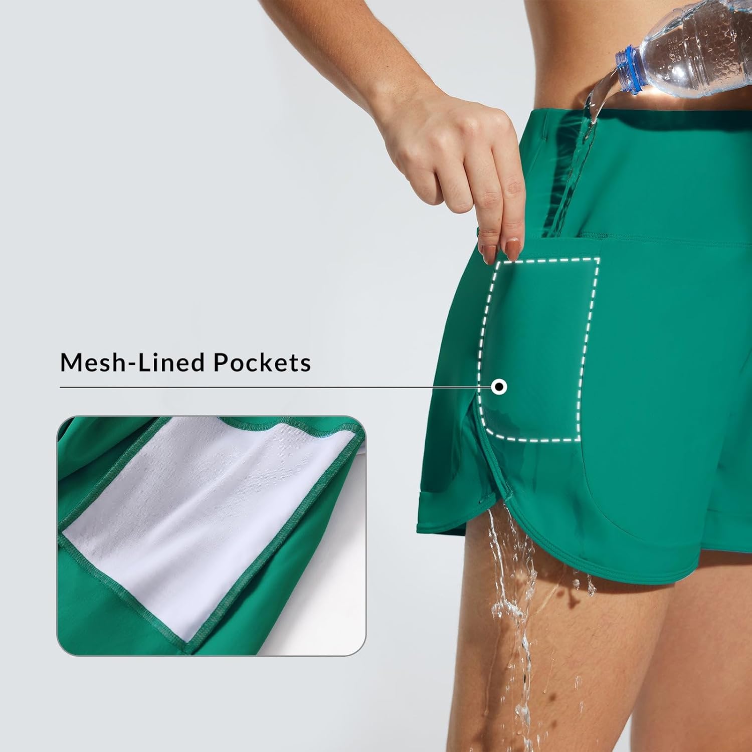 baleaf Women's 4" High Waisted Swim Shorts Quick Dry Board Shorts UPF50+ Swimsuit with Liner and Pockets - Image 3