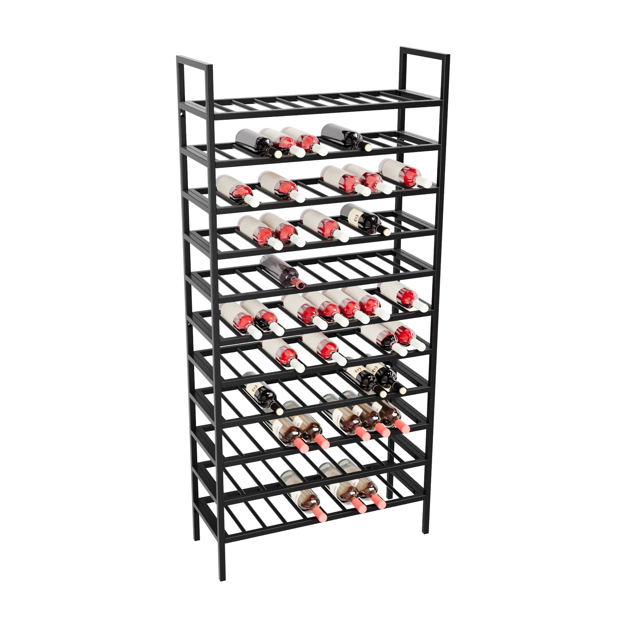 Weinregal Jerez – Schwarzes Metallregal Für 110 Weinflaschen, Robustes Design, Ideal Für Küche, Keller Oder Bar – 170×80×30cm