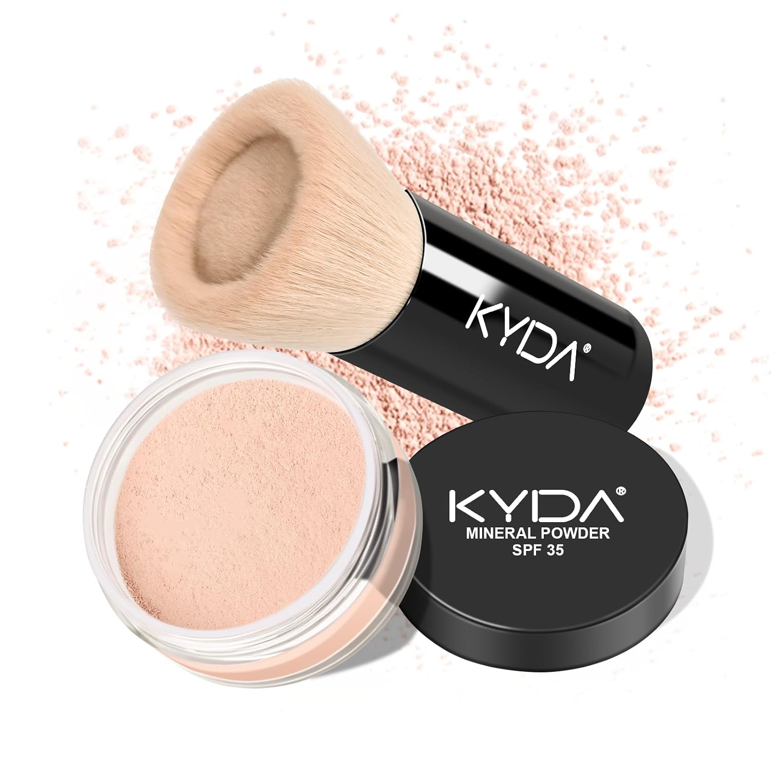Mineral Powder Foundation, SPF 35 Loose Powder Foundation, Natural Glow Skin-improving Mineral Foundation for Mature Skin, Sheer to Full Buildable Coverage, Reduce Shine, 0.28 oz, Fairly Medium