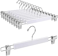 Vista 9 de Amber Home Paquete de 10 perchas de madera de nogal macizo de 14.17 pulgadas, perchas inferiores para pantalones pantalones jeans con 2 clips