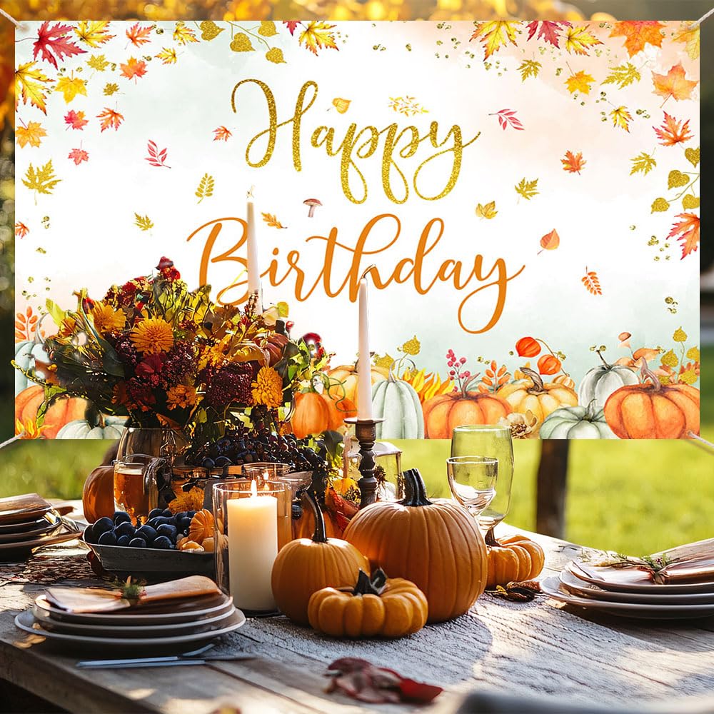 Avezano Fall Birthday Banner – 6x3.6ft Pumpkin & Maple Leaf Backdrop For Autumn Parties & Thanksgiving - View #13