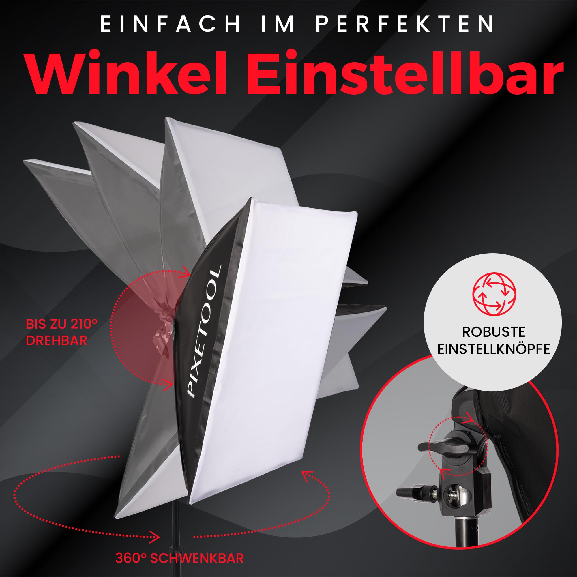 Fotostudio Set – 2 Softbox 70 x 50 cm, 2 Durchlichtschirm, 2 LED Lampen 4800 Lumen 3000-6000K Licht – Softboxen - Fotolicht Videolicht Fotolampe – Light Streaming Video Fotografie Studiolicht
