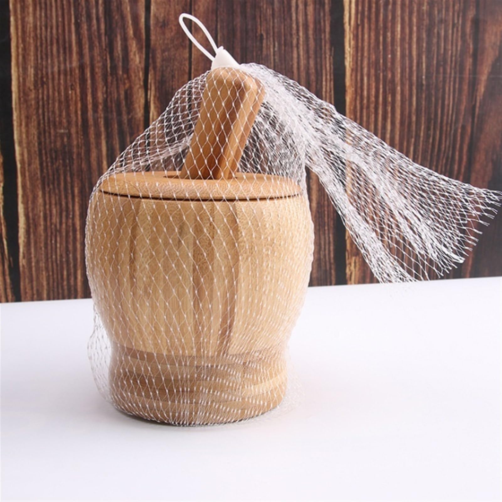 Stößel und Mörser Set Mühle Holz Set Knoblauch Topf Mahlbecher