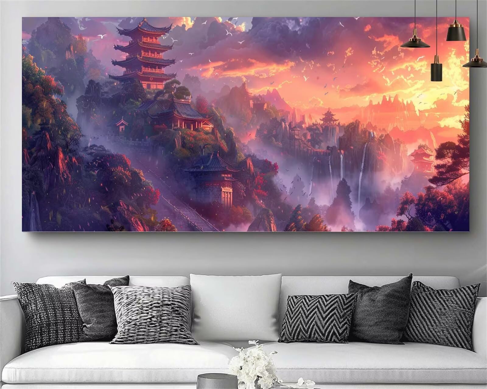 Japon Diamond Painting Bâtiment Diamond Painting Enfant Broderie Kit Complet, 5D Peinture Diamant Point de Croix Cristal Artisanat,DIY Tableau Strass Diamant Canevas Débutant Kit, Gifts 40x120cm M687