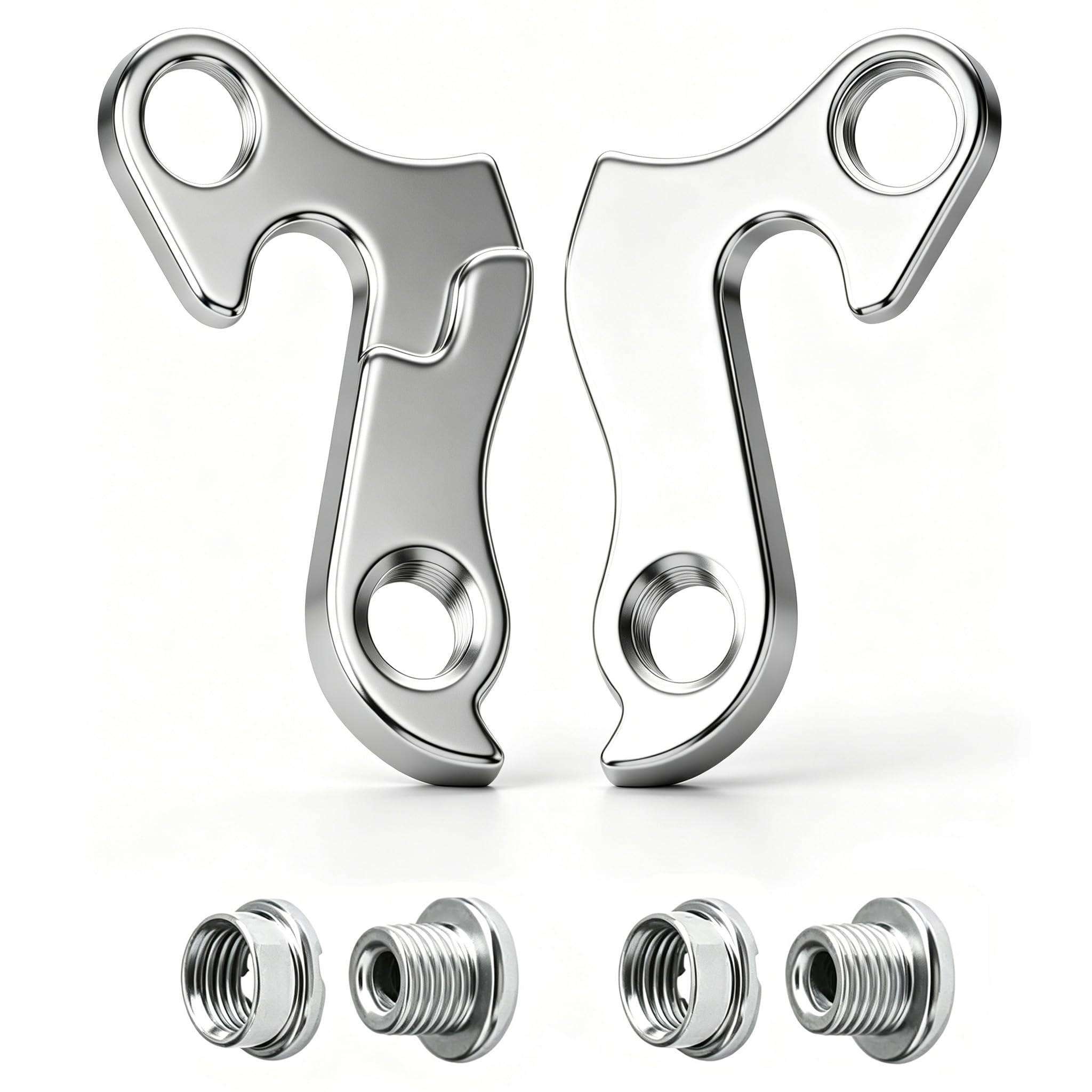 2Pcs Rear Derailleur Hanger Replacement Aluminium Alloy Bike Gear Derailleur Hanger Mech Tail Hook Dropout Adapter with Screws,Compatible with Carrera Vengeance Bicycle MTB Road Bikes,Silver