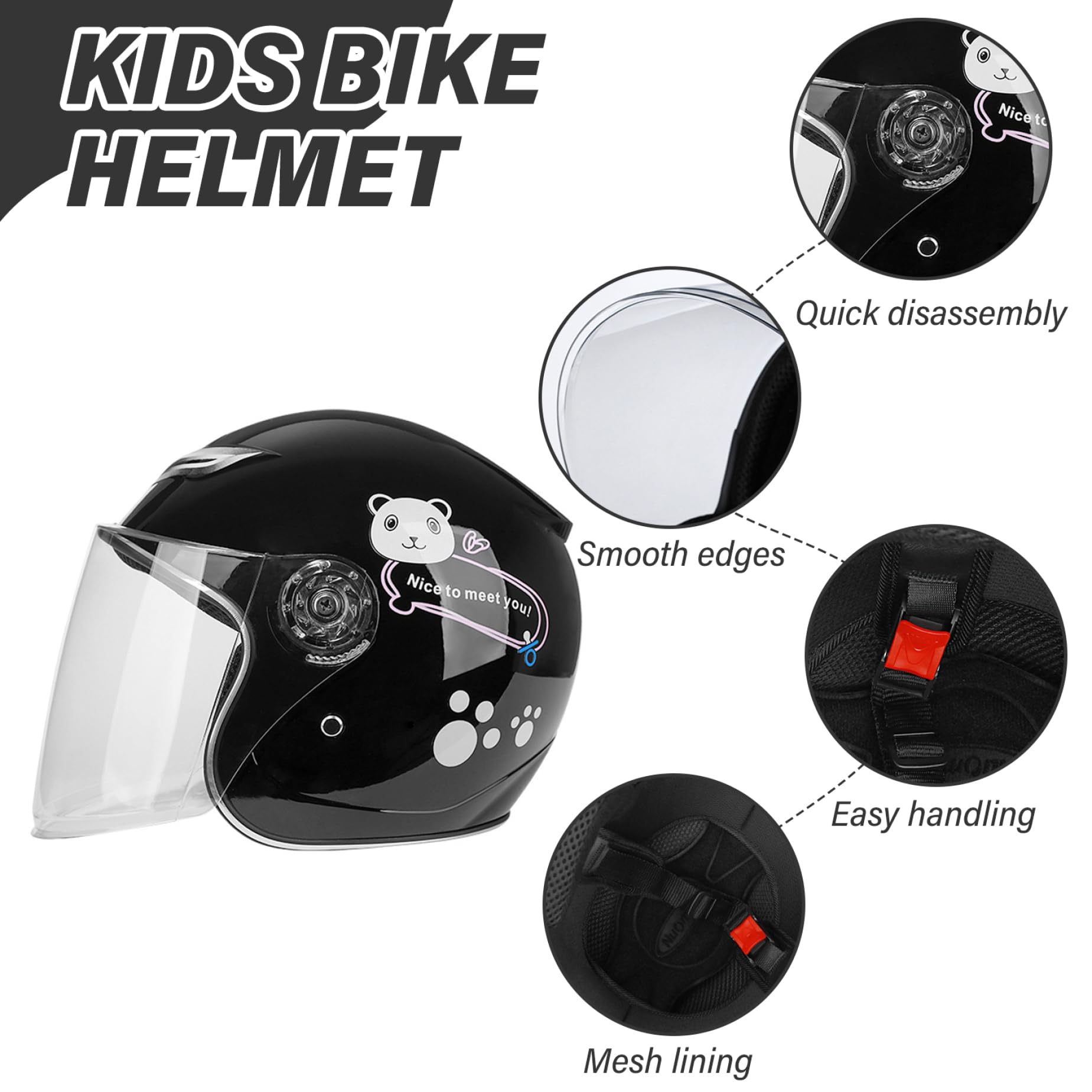 Casco de Bicicleta para niños, Ajustable, cómodo, de Cara Completa, Casco de Seguridad para Scooter, Resistente al Viento, absorción de Impactos, Accesorios para la Cabeza para niñas, niños y