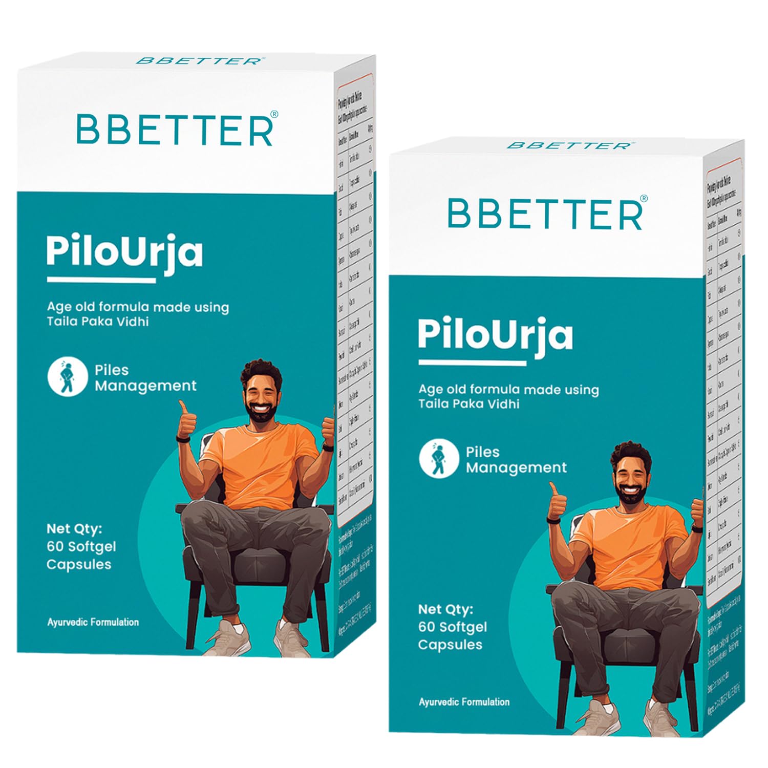 BBETTER PiloUrja -Lab Tested Ayurvedic Medicine for Relief from Piles Pain, Burning & Itching | Made by Taila Paka Vidhi Method | 120 Softgels