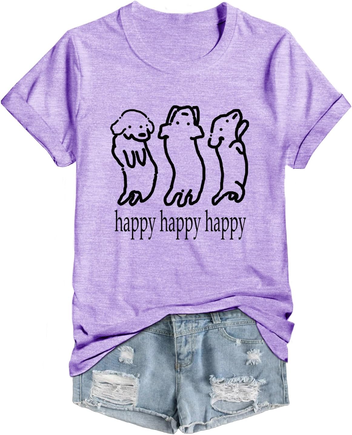 Funny Tshirts Shirts for Women Graphic Tees Dog Printed Short Sleeve Tops Summer Shirt Loose Crewneck Soft Tops T-Shirt