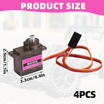 MG90s Micro Servo Motor, 4-Piece Servo Kit for RC Models and Arduino Robotics, Maximum Angle 180-Degree Rotation with Compact Design, Compatible with DIY ElectronicsProjects