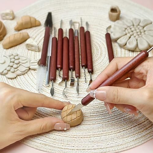 Miniatura 7 de Kit de herramientas de escultura de arcilla de 11 piezas, herramientas de arcilla polimérica para cerámica, herramienta de cerámica de doble cabezal