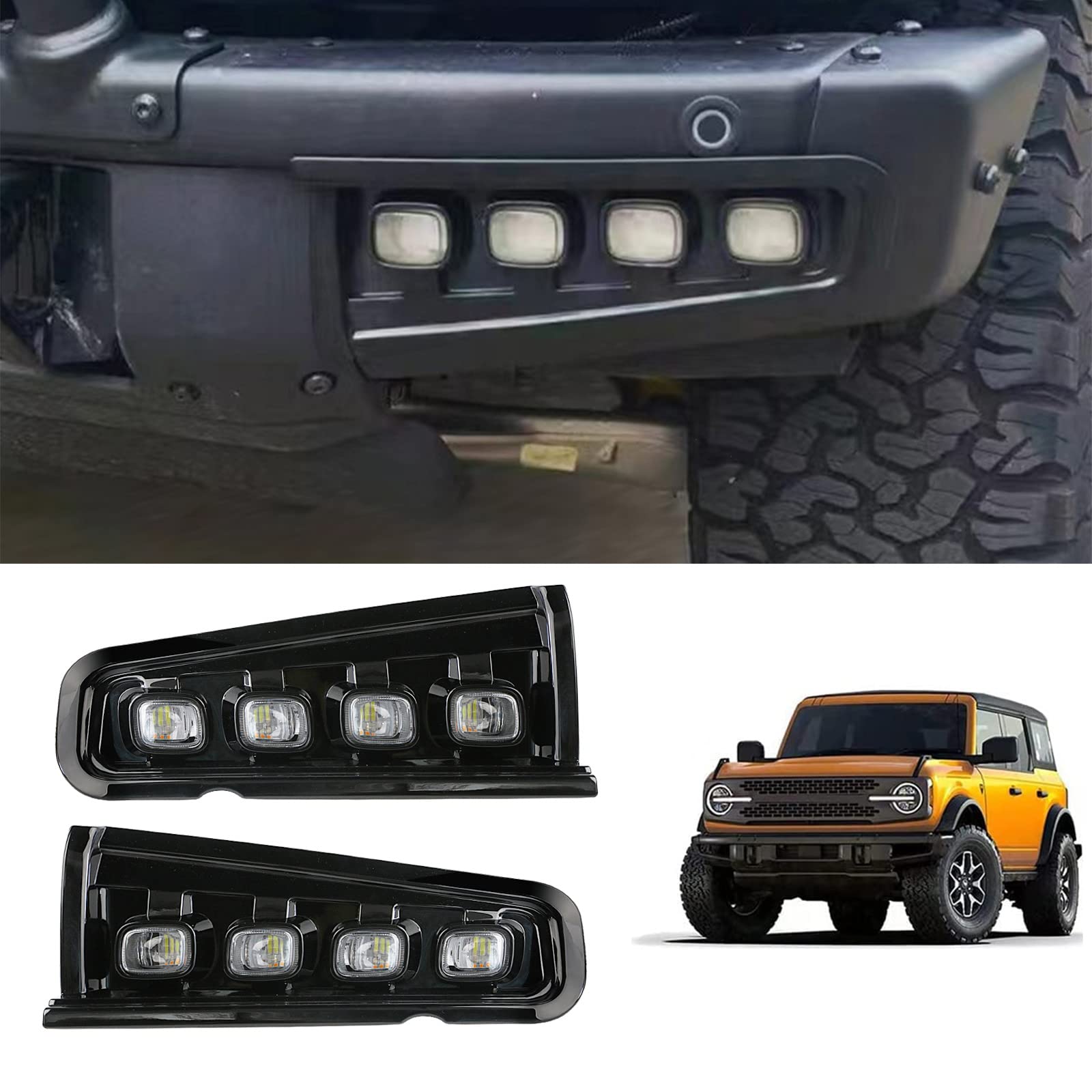 Photo 1 of Lower Bumper Fog Lights for Ford Bronco Accessories 2021 2022 2/4-Door Fog Bumper Lamps Pod Lights Off-Road
